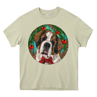 Mossy Christmas St. Bernard Heavy Core Tee - RanaPortraitStore
