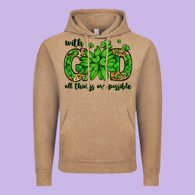 With God All Things Are Possible St. Patrick's Day Vintage Hoodie Designed By Lillyallendesigns