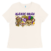 Bone Mardi Gras vibes skull Ladies Tee - FaDigitalArtStudio