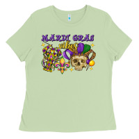 Matcha Mardi Gras vibes skull Ladies Tee - FaDigitalArtStudio