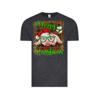 Vintage Black merry christmas baby pig Vintage Tee - RanaPortraitStore