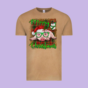 Merry Christmas Baby Pig Vintage Tee Designed By Ranaportraitstore