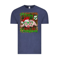 Vintage Denim merry christmas baby pig Vintage Tee - RanaPortraitStore