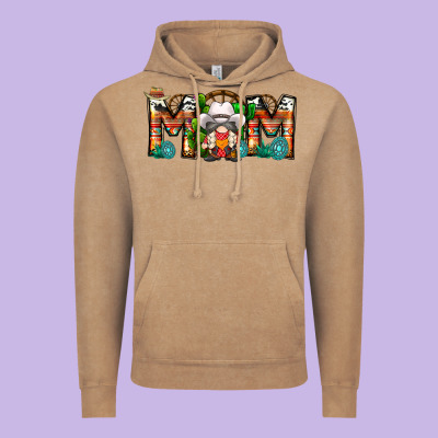 Mom Cowboy Gnome Vintage Hoodie Designed By Cowhidedigitalart