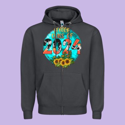 Class Of 2024 Senior Zipper Hoodie Designed By Jahusdesignshop