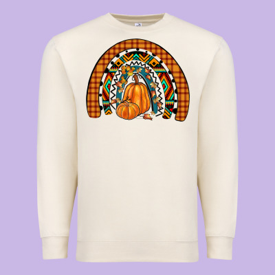 Fall Pumpkin Rainbow Premium Sweatshirt Designed By Jahusdesignshop