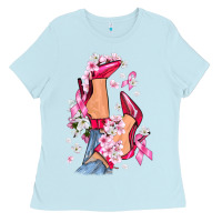Baby Blue Cancer high heels Breast Cancer Ladies Tee - FaDigitalArtStudio