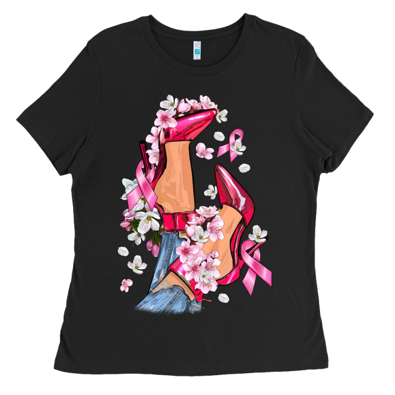 Cancer High Heels Breast Cancer Ladies Tee by FaDigitalArtStudio | Teevron