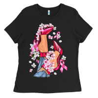 Black Cancer high heels Breast Cancer Ladies Tee - FaDigitalArtStudio