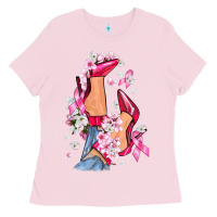 Bubblegum Pink Cancer high heels Breast Cancer Ladies Tee - FaDigitalArtStudio