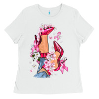 White Cancer high heels Breast Cancer Ladies Tee - FaDigitalArtStudio