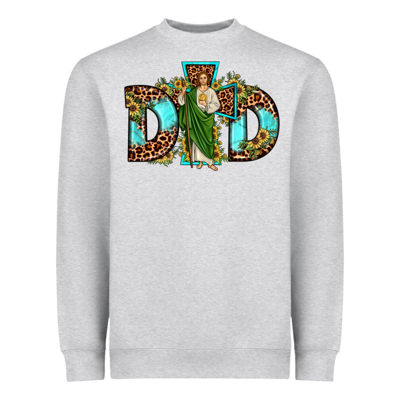Dad San Judas Sunflower Leopard Turquoise Heavyweight Sweatshirt by JahusDesignShop | Teevron