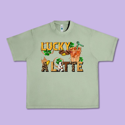 Lucky A Latte Urban Heavy Tee Designed By Fadigitalartstudio
