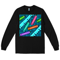 Black school pencil seamless pattern Long Sleeve Tee - BundleAndBundleShop