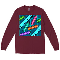 Burgundy school pencil seamless pattern Long Sleeve Tee - BundleAndBundleShop