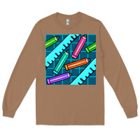 Toasted Coconut school pencil seamless pattern Long Sleeve Tee - BundleAndBundleShop