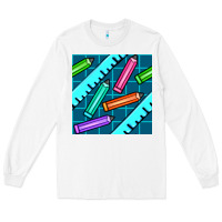 White school pencil seamless pattern Long Sleeve Tee - BundleAndBundleShop