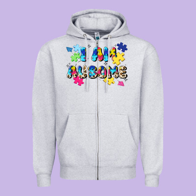 I Am Ausome Zipper Hoodie Designed By Jahusdesignshop