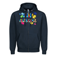 Navy i am ausome Zipper Hoodie - JahusDesignShop