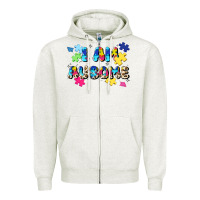 Oatmeal Heather i am ausome Zipper Hoodie - JahusDesignShop