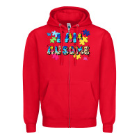 Red i am ausome Zipper Hoodie - JahusDesignShop