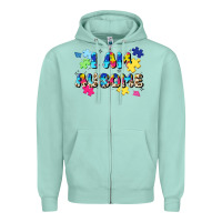Seafoam i am ausome Zipper Hoodie - JahusDesignShop