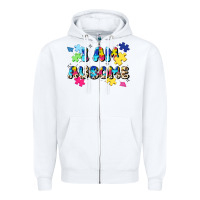 White i am ausome Zipper Hoodie - JahusDesignShop