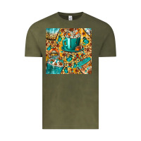 Vintage Olive american football coffee cups with butterfly and leopard seamless patt Vintage Tee - BundleAndBundleShop