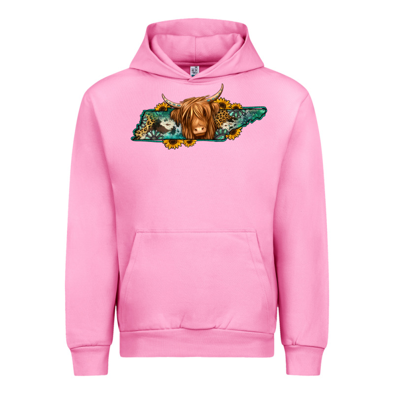 Tennessee Map Long Haired Cow Urban Hoodie by Jasminsmagicworld | Teevron