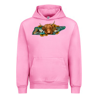Fuchsia Pink tennessee map long haired cow Urban Hoodie - Jasminsmagicworld