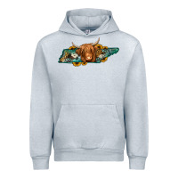 Heather Grey tennessee map long haired cow Urban Hoodie - Jasminsmagicworld