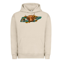 Pigment French Oak tennessee map long haired cow Urban Hoodie - Jasminsmagicworld