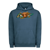 Pigment Midnight Navy tennessee map long haired cow Urban Hoodie - Jasminsmagicworld