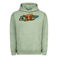 Pigment Oil Green tennessee map long haired cow Urban Hoodie - Jasminsmagicworld