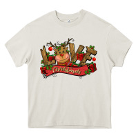 Cream love christmas reindeer Heavy Core Tee - CowGirlArtShop