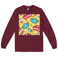 Burgundy nurse medicine seamless pattern Long Sleeve Tee - BundleAndBundleShop