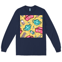 Navy nurse medicine seamless pattern Long Sleeve Tee - BundleAndBundleShop