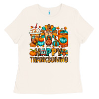 Bone Happy Thanksgiving Coffee Cups Ladies Tee - FaDigitalArtStudio
