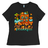 Black Thankful Thanksgiving Coffee Mug Ladies Tee - FaDigitalArtStudio