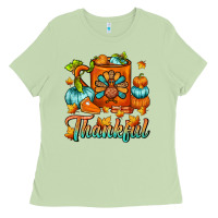 Matcha Thankful Thanksgiving Coffee Mug Ladies Tee - FaDigitalArtStudio