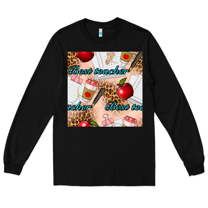 Best Teacher Seamless Pattern Long Sleeve Tee by BundleAndBundleShop | Teevron