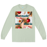 Matcha Best Teacher Seamless Pattern Long Sleeve Tee - BundleAndBundleShop