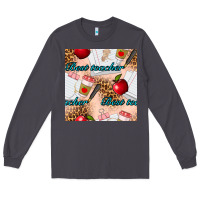 Smoke Best Teacher Seamless Pattern Long Sleeve Tee - BundleAndBundleShop