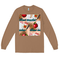 Toasted Coconut Best Teacher Seamless Pattern Long Sleeve Tee - BundleAndBundleShop