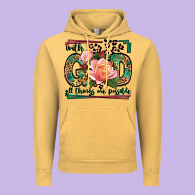 With God All Things Are Possible Leopard Frame Vintage Hoodie Designed By Lillyallendesigns