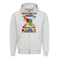 Dove Grey society says i'm autistic god says i'm perfect Zipper Hoodie - JahusDesignShop