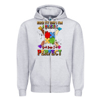 Heather Grey society says i'm autistic god says i'm perfect Zipper Hoodie - JahusDesignShop