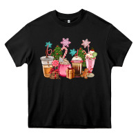 Black pink christmas coffe cups Heavy Core Tee - CowGirlArtShop