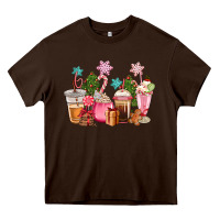 Chocolate Brown pink christmas coffe cups Heavy Core Tee - CowGirlArtShop