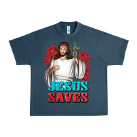 Midnight Navy Jesus Saves Urban Heavy Tee - BundleAndBundleShop